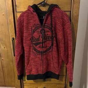Red Hoodie with Black Accents